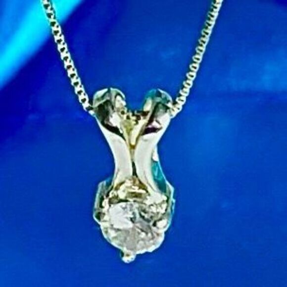 AFT# Sterling 925 Silver & Sim Diamond Necklace - Picture 1 of 11